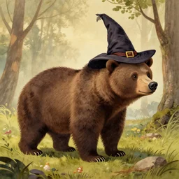 Witch bear. Old Russian fairytale illustration.