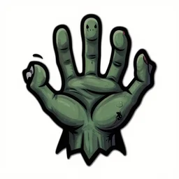 logo design, zombie arms out in front, patch logo, by mcbess, full colour print, gradients, 1 9 5 0 s, high detail spiral twist design