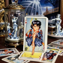 cinestill 5 0 d, 8 k ; esoteric ultra realistic real life tarot card in kagemusha ( 1 9 9 0 ) film still club scene in frontiers in porcelain photography fashion magazine june seinen manga portrait edition, hyperrealistic real - life stage dj vaporwave porcelain occult figurine in victorian glass jar, pointe pose, eye contact, tilt shift wide shot zaha hadid background