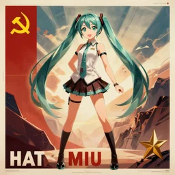 art of the Hatsune Miku in the style of Soviet posters, trending on pixiv