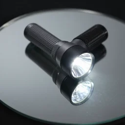 flashlight on a mirror