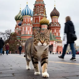 orthodox cat walks through the streets of moscow in the style of digital art, realism
