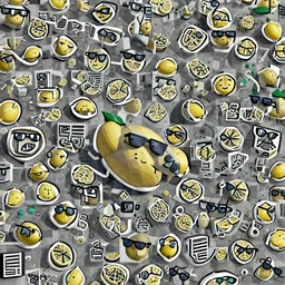low-poly model of an isometric lemon with a smile and it is also wearing sunglasses against a white background