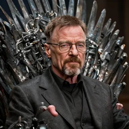 “ very very intricate photorealistic close - up of a walter white on the iron throne, detailed dramatic lighting, award - winning crisp details ”