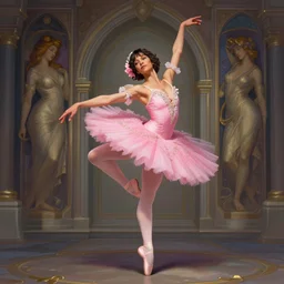 photography of samuel l jackson dancing in a pink ballerina outfit, epic dance pose, full body shot, deep focus, d & d and mtg, fantasy, intricate, elegant, highly detailed, digital painting, artstation, concept art, matte, sharp focus, illustration, hearthstone, art by artgerm and greg rutkowski and alphonse mucha