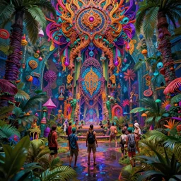 psychedelic jungle, 8k, extremly detailed, sharp, colorful