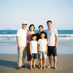family picture on the beach analog photography portra 4 0 0