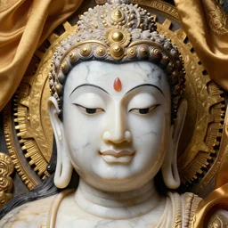 indian buddha michael jackson face, highly detailed, symmetrical long head, smooth marble surfaces, detailed ink illustration, gold gear, cinematic smooth stone, deep aesthetic, concept art, post process, 4 k, carved marble texture and silk cloth, latex skin, highly ornate intricate details, in the style of 8 8 grzes
