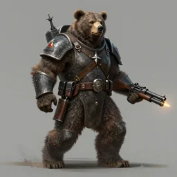 concept art of a high fantasy ww1 bear beast-man soldier using a ray gun trending on artstation, detailed high resolution