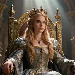 highly detailed closeup portrait of a fairytale medieval princess wearing a crown and sitting on a throne, unreal engine, nicoletta ceccoli, mark ryden, earl norem, lostfish, global illumination, god rays, detailed and intricate environment