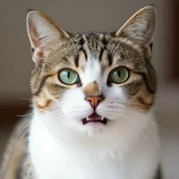 a cat with a human-like smile