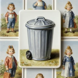 a painting of a garbage pail kids ceramic collectible cards, a flemish baroque by dino valls, trending on zbrush central, classical realism, flemish baroque, hyper realism, chiaroscuro