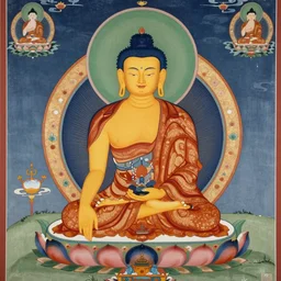 time traveler buddha, tibetan buddhist painting of the life of buddha