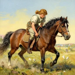 a highly detailed beautiful portrait of jenny nicholson slaughtering a pony, by gregory manchess, james gurney, james jean