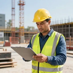stock photo of construction worker on a job site.