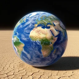 full view of planet earth dried out, hyperrealistic, space