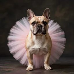a french bulldog ballet dancer in a tutu