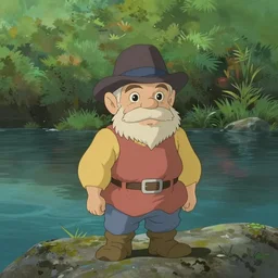 hyperrealist studio ghibli dull colors pov shot from close encounters of the third kind 1 9 7 7 of a river gnome.