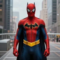 spiderman wearing batman costume by christensen, james c