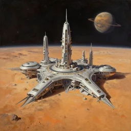 oil sci fi painting of human colony city on planet mars, sci - fi natural rendering, trending on artstation, by, michael whealan and james gurney