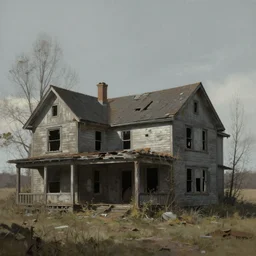 matte painting of abandoned house by wayne barlowe