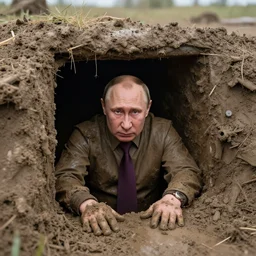 putin in mud bunker