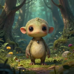a highly detailed portrait of a tiny humanoid creature standing in a fantasy forest concept art
