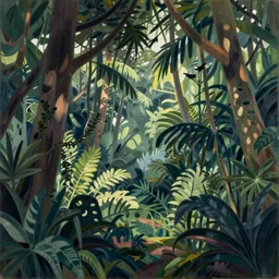 a jungle scenery by henri rousseau