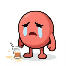 a sad anthropomorphic spilled drink crying, digital art