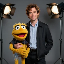 studio portrait still of muppet!!!!! gordon freeman!!!!!! as a muppet muppet as a muppet, 8 k, studio lighting, key light,