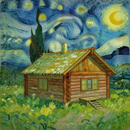 [ a log cabin in the forest ] [ van gogh ] [ dof ]