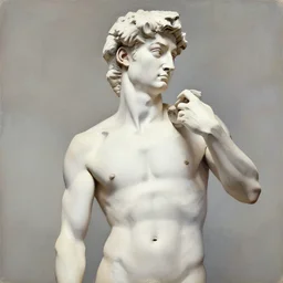 a painting of a michelangelo sculpture, minimal brush strokes