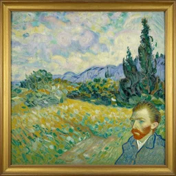 A painting of a beautiful landscape by Édouard Manet, Pablo Picasso, Van Gogh, and Jean Gaudreau
