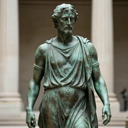 An ancient greek bronze statue as The American Psycho, Cinematic still