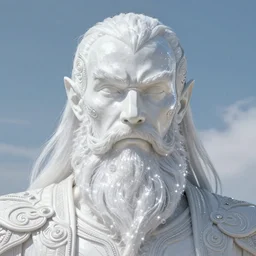 white cyclops portrait in sky, sparkling white beard, intricate, elegant, sharp focus, highly detailed, concept art, digital painting, mohrbacher, beksinski, aleksi briclot