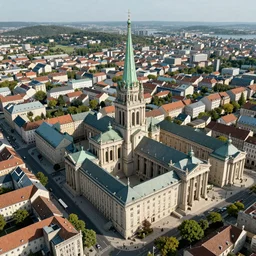 a renaissance city imagined by Ludwig Hilberseimer , bird's eye view, cinematic full shot, high res, 35mm film black and white photograph
