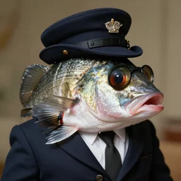a high detail closeup photograph of a fish dressed like a mobster