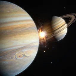 jupiter and saturn colliding, 8k