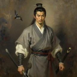 wuxia male warrior, painting by delphin enjolras, j. c. leyendecker
