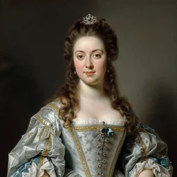 a rocco and neoclassical portrait of a young and beautiful french princess, now an archduchess with a beautiful gown in the style of heinrich fuger, 1 7 7 6, fancy, highly detailed, german painting, beautiful face, symmetry, art by heinrich fuger
