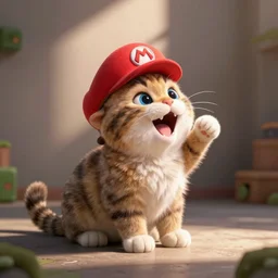 Mario from Super Mario is a cat and is meowing