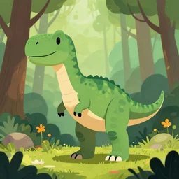 an illustration of a dinosaur 4 1 m 8 in the woods, trending on artstation, central composition, very cartoon, shape focus, high detailed, by anton fadeev 9 g 2 0
