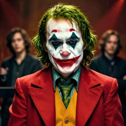 portrait of saul goodman as the joker, concert photography, art by makoto shinkai and peter elson, bernie wrightson