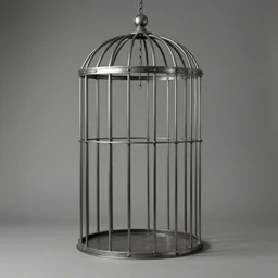 Nicholas Cage imprisoned inside inside inside a medieval metal gibbet-cage (Willow movie), cage is hanging from an oak tree XF IQ4, f/1.4, ISO 200, 1/160s, 8K, RAW, unedited, symmetrical balance, in-frame