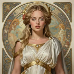 Margot Robbie as a Roman Goddess, cute, fantasy, intricate, elegant, highly detailed, digital painting, 4k, HDR, concept art, smooth, sharp focus, illustration, art by artgerm and H R Giger and alphonse mucha