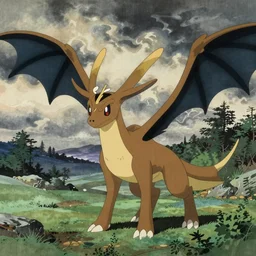 Umbreon from pokemon in Japanese artstyle, nihonga, old Japanese art