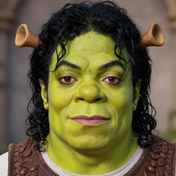 shrek as michael jackson, very detailed face, symetry!!