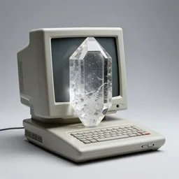 crystal sculpture, old computer