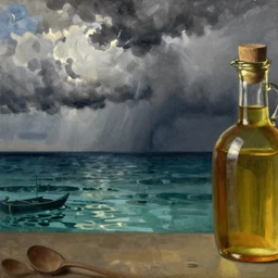 the storm on the sea of galilee, oil - on - canvas painting, close - up, elegant, volumetric lighting, scenery, digital painting, highly detailed, artstation, sharp focus, illustration, concept art, by rembrandt van rijn, 5