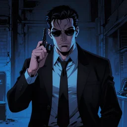a private investigator, noir, the dark age, comic, blue lighting